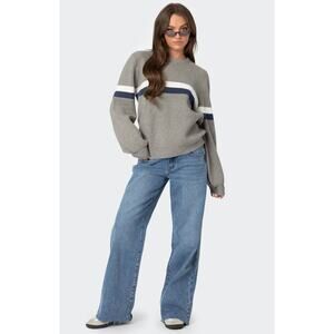 New with Tagd Edikted Nautical Striped Oversized Sweater Pullover Preppy Winter